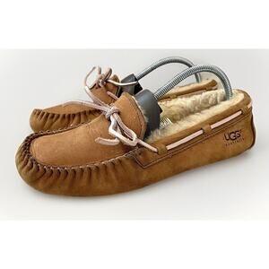 Authentic Womens UGG Dakota Moccasin Brown Suede Slippers-8